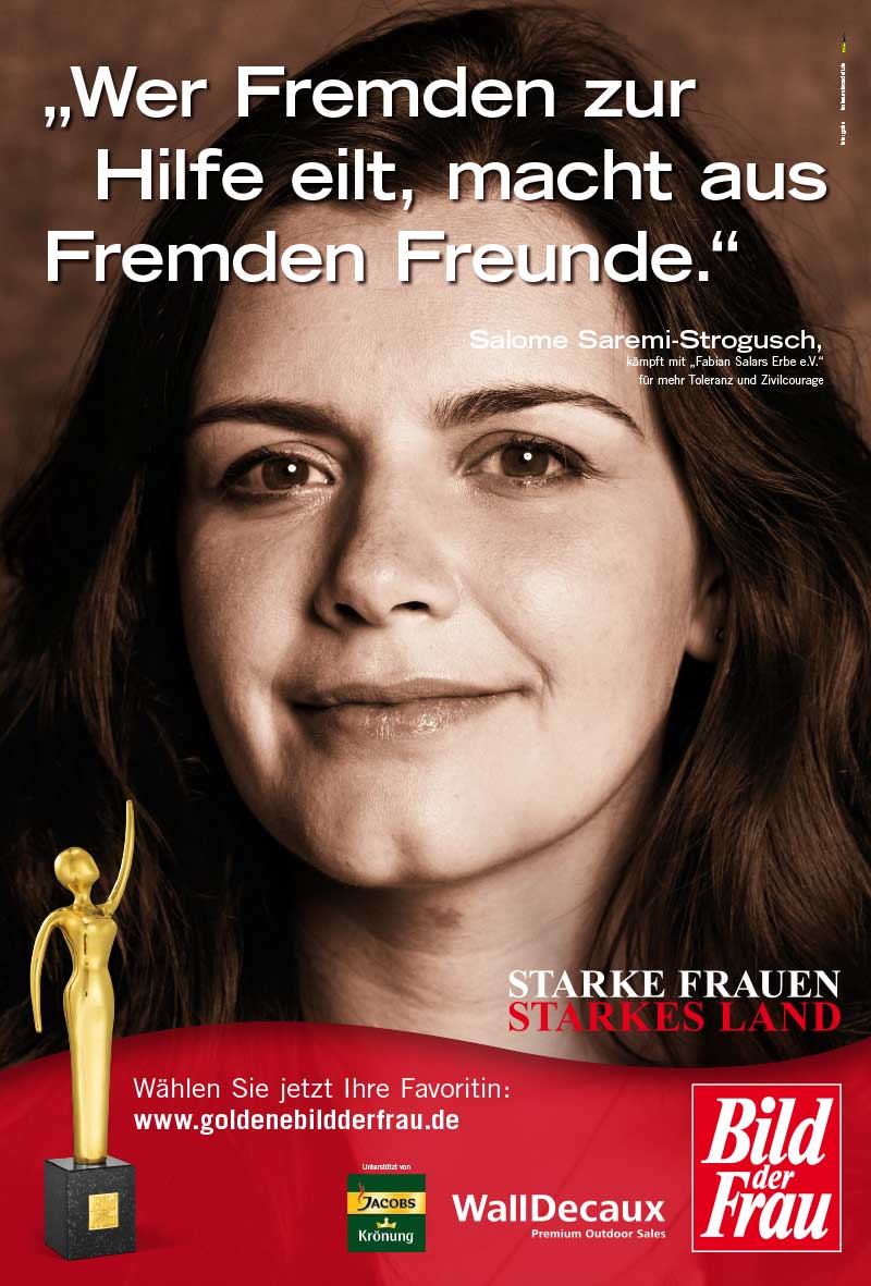 GOLDENE BILD der FRAU 2012 Preisträgerin Salome Saremi-Strogusch Kampagne / Cover